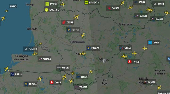 Ruch lotniczy nad Litwą (fot. radarbox.com)