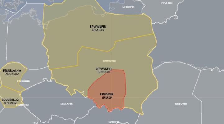 Restrykcje w polskiej przestrzeni powietrznej - stan na 9 kwietnia, fot. Eurocontrol