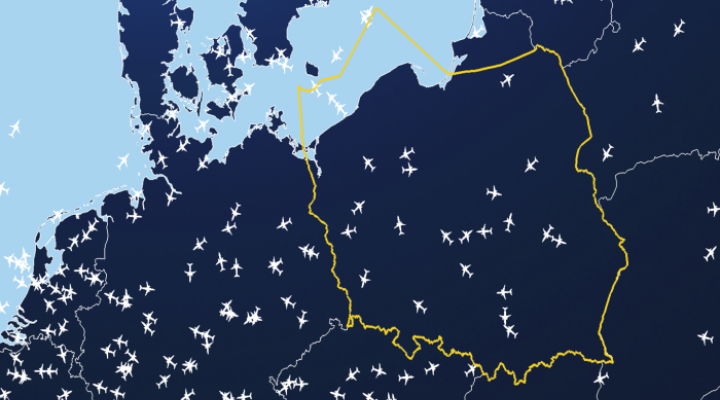 Wizualizacja ruchu lotniczego nad Europą Środkową, fot. Eurocontol.