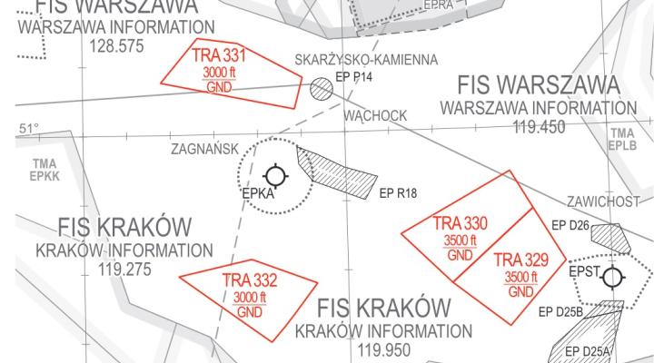 Strefy wydzielone w związku z lotami UAV 10. Świętokrzyskiej Brygady Obrony Terytorialnej