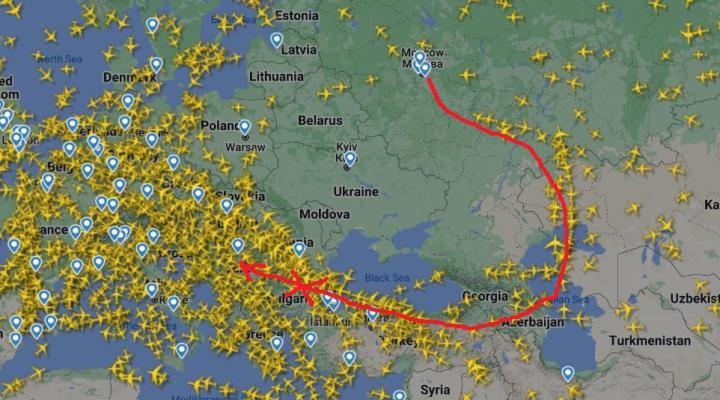 Trzy kraje zabroniły przelotu szefowi MSZ Rosji. Wizyta w Serbii odwołana (fot. flightradar24.com)