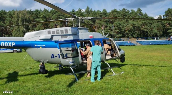 Bell 407GXi Policji podczas akcji transportu serca do przeszczepu (fot. policja.pl)