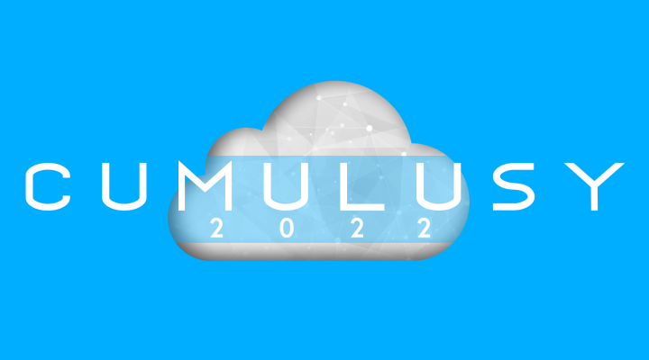 Cumulusy 2022 - logo na niebieskim tle