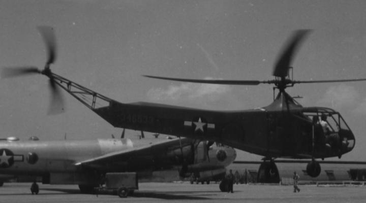 Śmigłowiec Sikorsky R-4. Kwiecień 1945, fot. polskie radio
