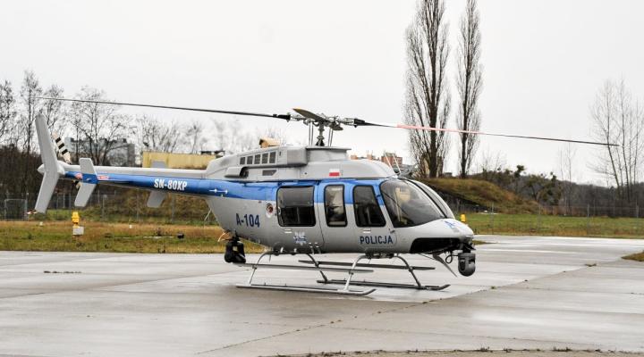 Bell-407GXi należący do Policji na lądowisku (fot. kom. Maciej Kimet z KWP w Gorzowie Wlkp.)