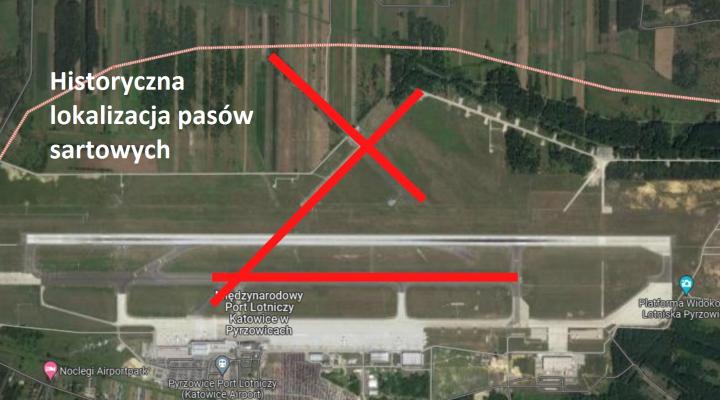 Historyczna lokalizacja pasów startowych w Katowicach (fot. Małopolska Grupa Poszukiwawczo Historyczna)