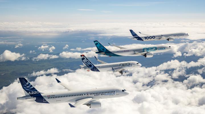 Rodzina samolotów Airbus w locie (fot. Airbus)