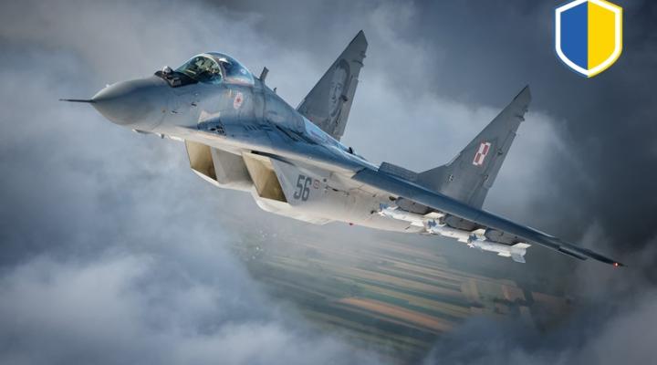 MiG-29 w locie - ukraińskie barwy w rogu (fot. Piotr Łysakowski)