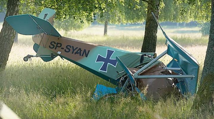 Miejsce wypadku samolotu Nieuport (SP-SYAN) (fot. Mieczysław Siwiec, Obserwator Lokalny Sławno)