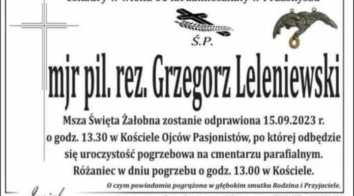 Mjr pil. rez. Grzegorz Leleniewski - nekrolog (fot. 42. Baza Lotnictwa Szkolnego)