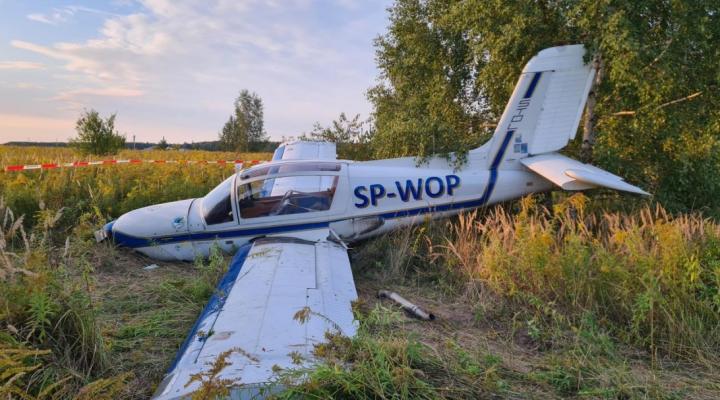 Miejsce wypadku samolotu Socata-Rallye 235-ED na lotnisku Lubin (fot. Aeroklub Zagłębia Miedziowego)