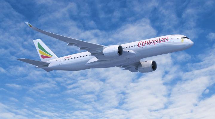 A350 w barwach Ethiopian Airlines w locie (fot. Airbus)