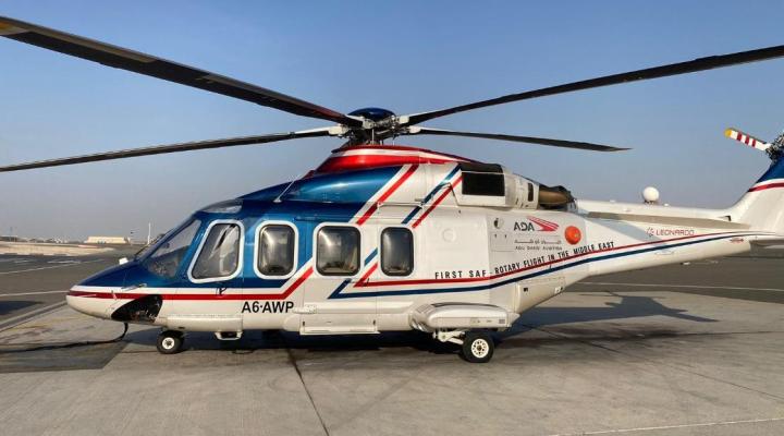 AW139 firmy Abu Dhabi Aviation napędzany paliwem SAF (fot. Leonardo)