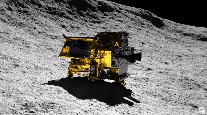 Lądownik Smart Lander for Investigating Moon (SLIM) wylądował na Księżycu (fot. kadr z filmu JAXA)