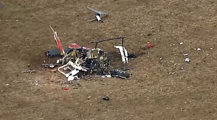 Miejsce wypadku śmigłowca Bell 206L-3 LongRanger III w Oklahomie (fot. kadr z filmu na youtube.com)