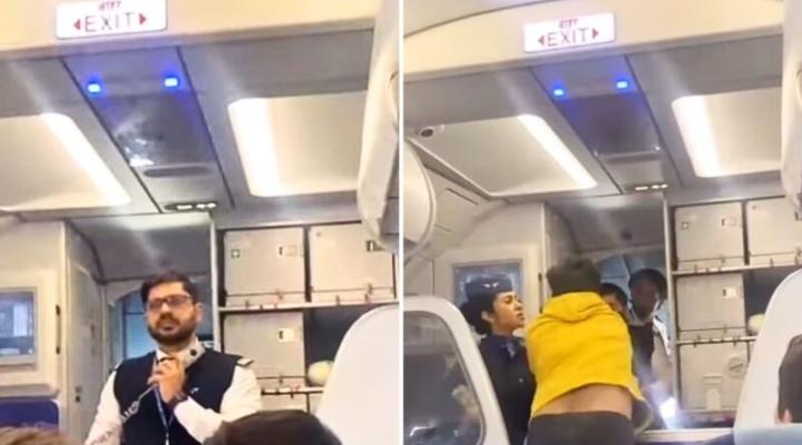 Znudzony pasażer uderza pilota IndiGo ogłaszającego opóźnienie lotu (fot. Evgenia Belskaia Instagram)