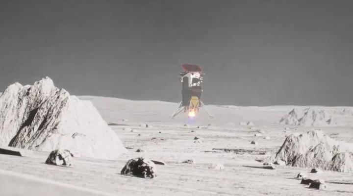 Odyseusz - lądownik księżycowy firmy Intuitive Machines - wizualizacja lądowania (fot. NASA)