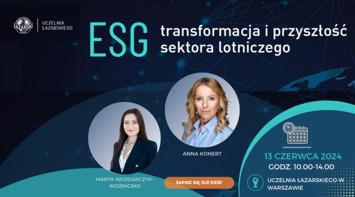 Konferencja 'ESG - transformacja i przyszłość sektora lotniczego' na Uczelni Łazarskiego (fot. lazarski.pl)