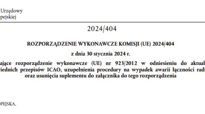 Rozporządzenie wykonawcze Komisji (EU) nr 2024 404