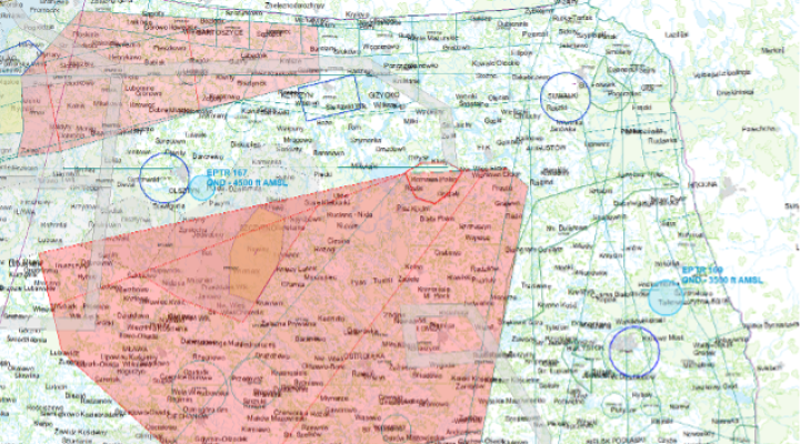Wprowadzenie stref TRA w celu zabezpieczenia lotów BSP oraz usunięcie EPTR156 5 Źródło PAŻP