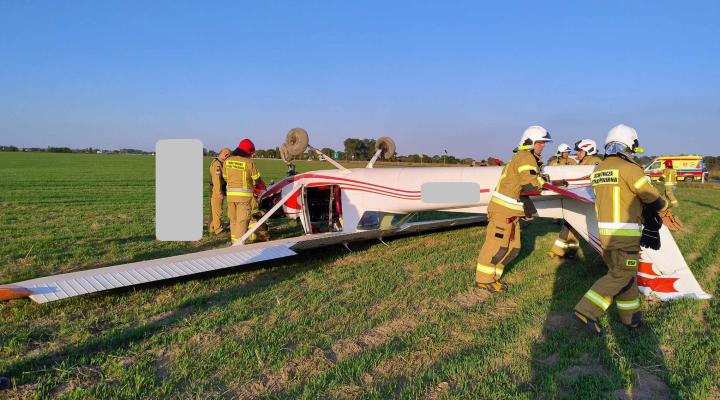 Miejsce wypadku z udziałem samolotu Cessna 152 (SP-KCC) (fot. OSP Kamionki)