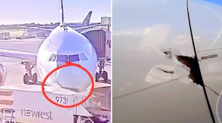 Dziób A330 Air Canada uszkodzony przez ciężarówkę cateringową, fot. aerotime