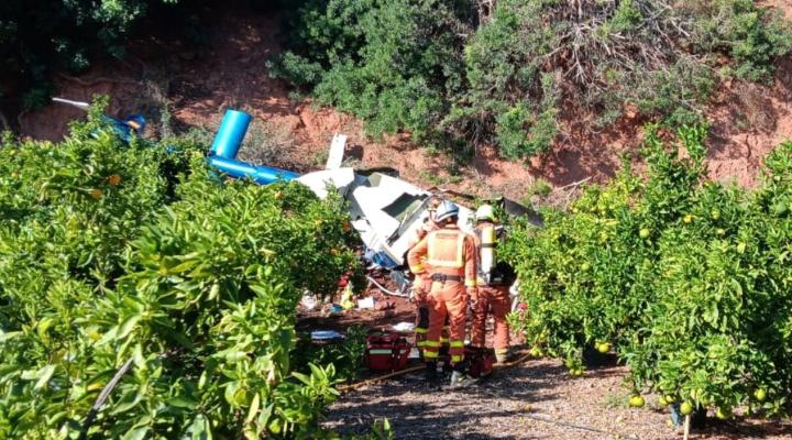 Miejsce katastrofy śmigłowca w prowincji Walencja w Hiszpanii (fot. Bombers Consorci VLC, X.com)