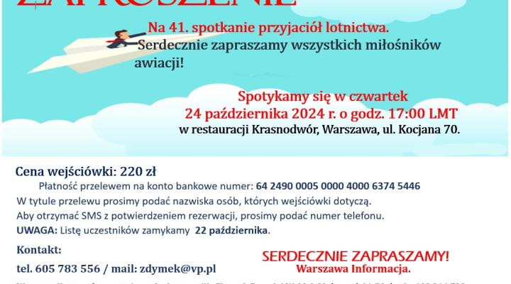 Zaproszenie na 41 Spotkanie Przyjaciół Lotnictwa