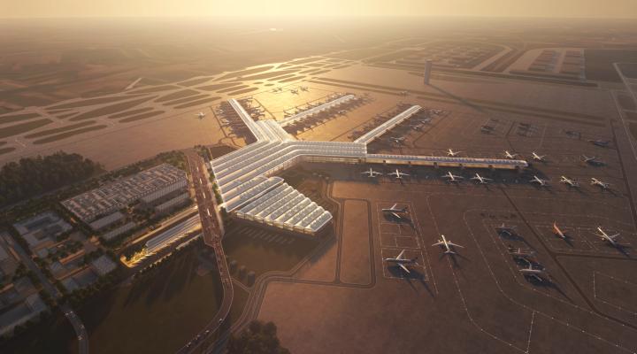 Centralny Port Komunikacyjny - pirs północny (po prawej) i pirsy centralne (fot. Foster + Partners)