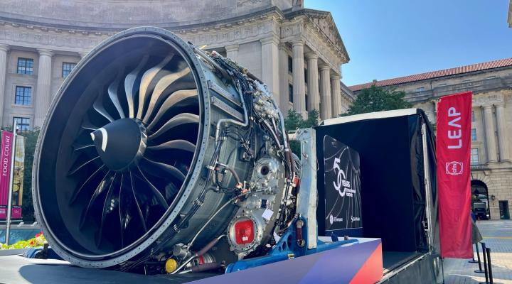 Silnik CFM Leap na wystawie (fot. GE Aerospace)