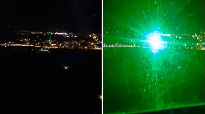 Wiązka lasera z perspektywy załogi śmigłowca LPR (fot. Bartosz Miazgowski)