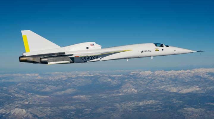 Demonstrator XB-1 firmy Boom Supersonic w locie (fot. Boom Supersonic)