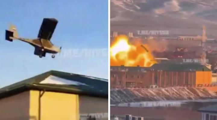 Atak drona kamikadze na Grozny, fot. MSN