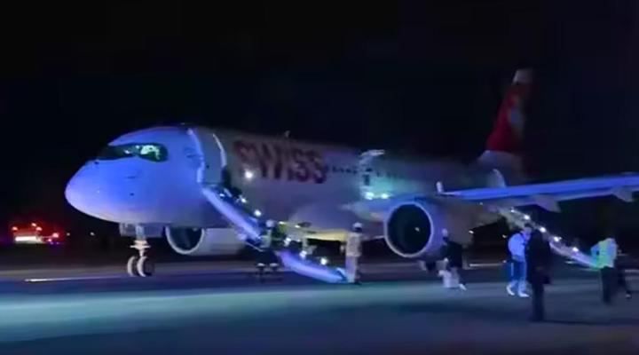Awaryjne lądowanie A220 Swiss w Graz, fot. aviation24 be