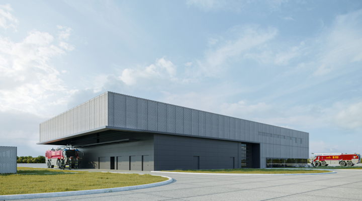Lotniskowa Służba Ratowniczo-Gaśnicza - projekt budynku (fot. AKE Studio, APA i ATP Kraków, cpk.pl)