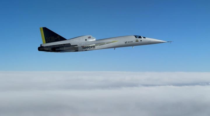 XB-1 firmy Boom Supersonic w locie (fot. Boom Supersonic)