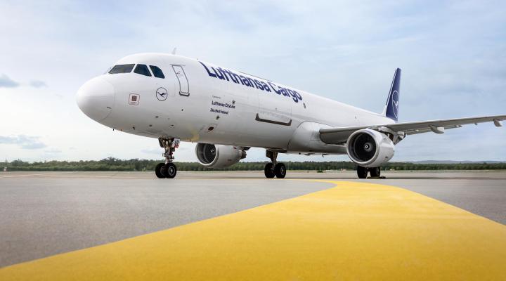 A321F należący do Lufthansa Cargo na płycie lotniska (fot. Katowice Airport)