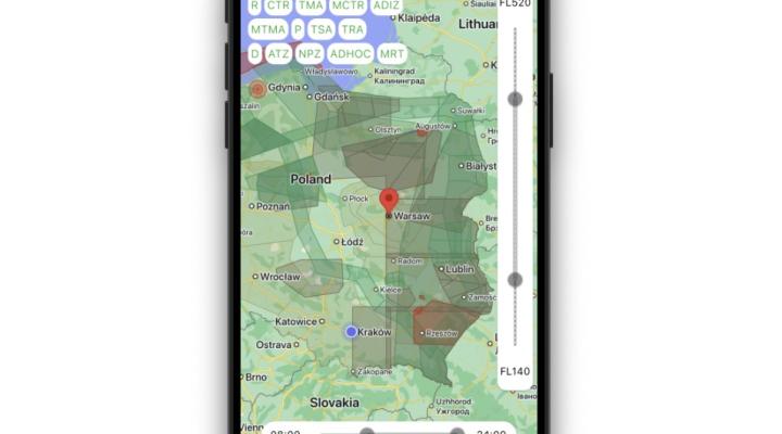 Aplikacja AUP w Polsce - interaktywna mapa stref powietrznych