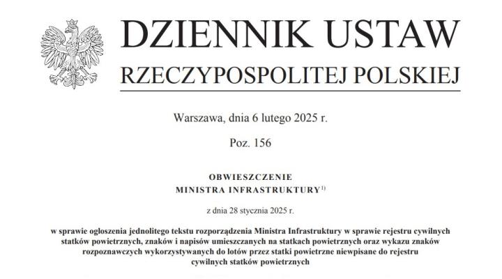 Obwieszczenie MI w sprawie rejestru cywilnych SP, oraz wykazu znaków SP niewpisanych do rejestru (fot. dziennikustaw.gov.pl)