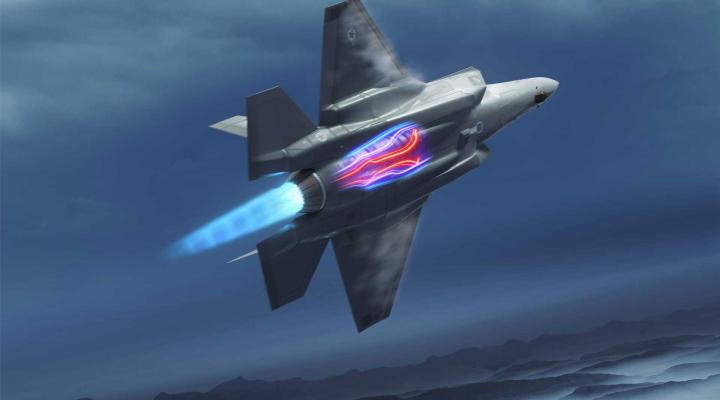 Silnik XA102 w samolocie F-35 (fot. GE Aerospace)