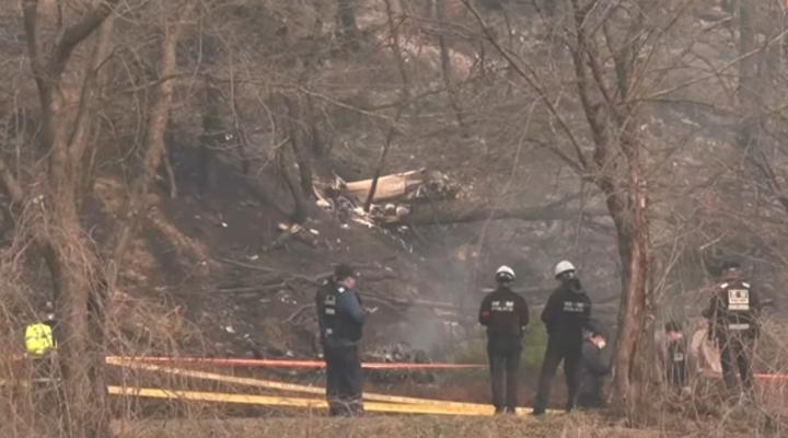 Miejsce katastrofy śmigłowca Sikorsky S-76 straży pożarnej Korei Płd. (fot. kadr z filmu na youtube.com)