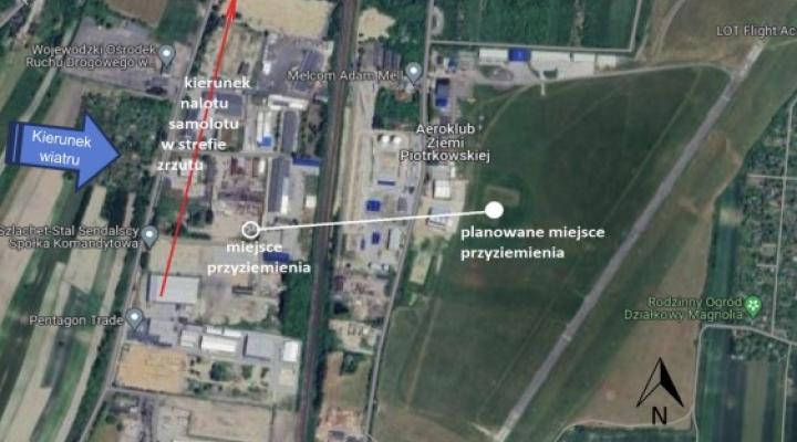 Wypadek spadochroniarza na lotnisku w Piotrkowie Trybunalskim, fot. źródło PKBWL