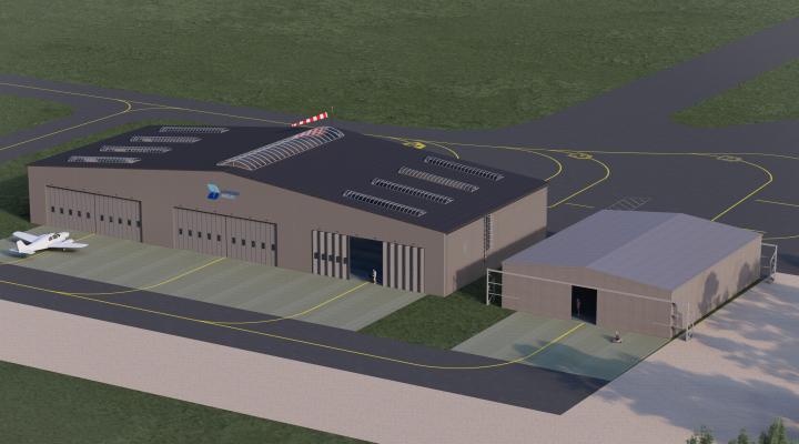 Nowy hangar na Lotnisku Mielec - wizualizacja (fot. Lotnisko Mielec)