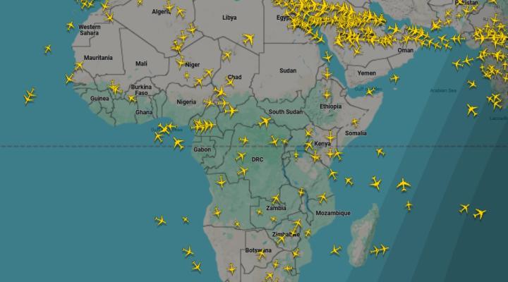 Afryka na flightradar24, fot. FR24
