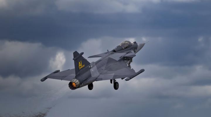 Gripen -lot z wykorzystaniem oprogramowania sztucznej inteligencji (AI), której pilot przekazał tymczasowo kontrolę nad maszyną (fot. SAAB)