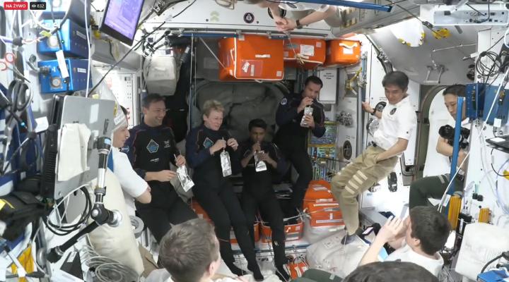 Sławosz Uznański-Wiśniewski na Międzynarodowej Stacji Kosmicznej (fot. kadr z filmu Axiom Space)