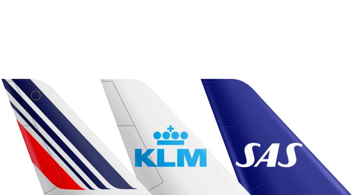 Ogony samolotów Air France, KLM i SAS (fot. Air France-KLM)