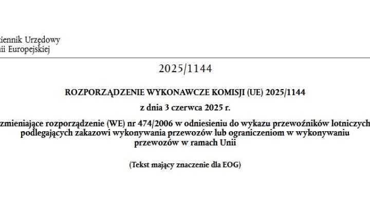 Rozporządzenie Wykonawcze Komisji UE 2025_1144