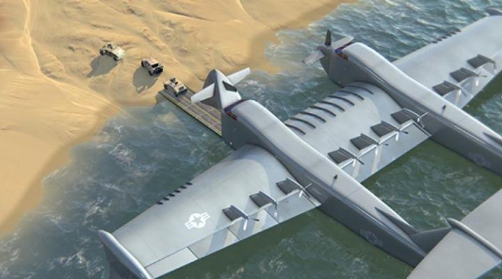 Wizualizacja samolotu Liberty Lifter z efektem naziemnym (fot. DARPA)