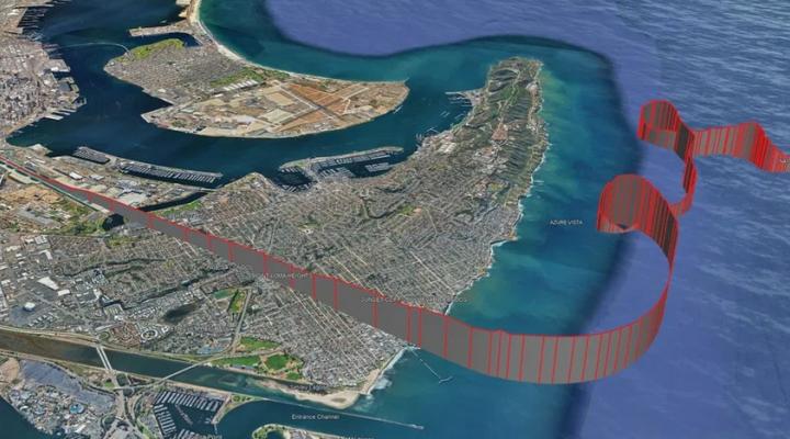 Wizualizacja sekwencji prowadzącej do katastrofy Cessny 414 w San Diego, fot. avweb